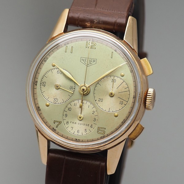 Heuer Pre-Carrera Vintage Chronograph Valjoux 72, Gold 18k/750 RE-CASED/ marriage