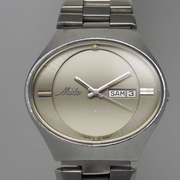 Mido Multi-Star "Space Age" Vintage Automatik watch, Stahl/Stahl, 1970, RARE