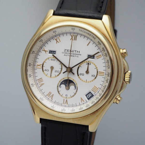 Zenith El Primero Chronomaster 3019 Vintage, Gold 18k/750, Moonphase Chronograph